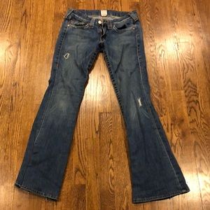 True Religion distressed boot cut jeans size 28